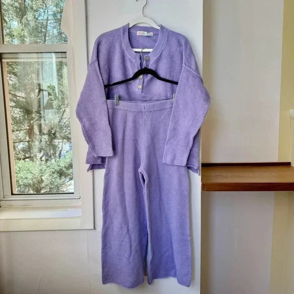 New Free People Hailee Sweater Set in Lavender Purple Size Small